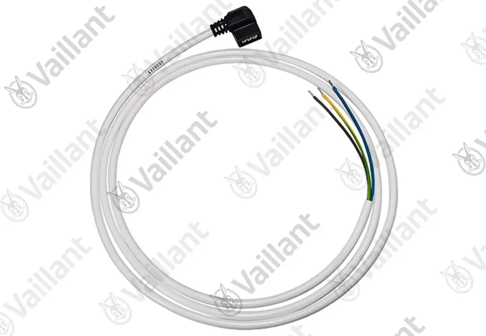 Vaillant Kabel mit Stecker und mehreren Adern, die in einer weißen Ummantelung verlaufen. Die Drähte sind in verschiedenen Farben gehalten.